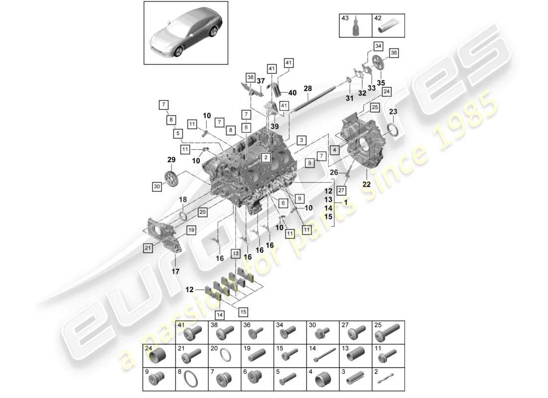 porsche 2021 (panamera 971-1) carter motore parti singole diagramma delle parti