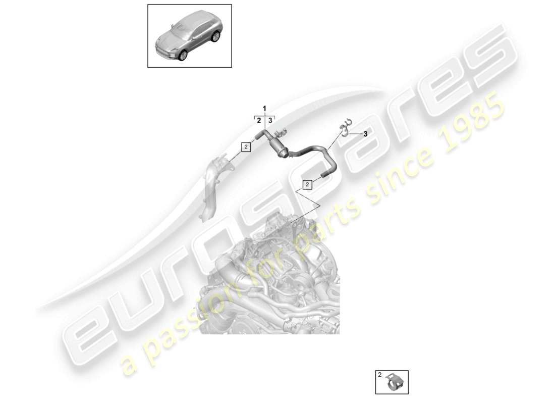 porsche 2021 (macan) sistema di alimentazione linea di spurgo dell'aria vano motore diagramma delle parti