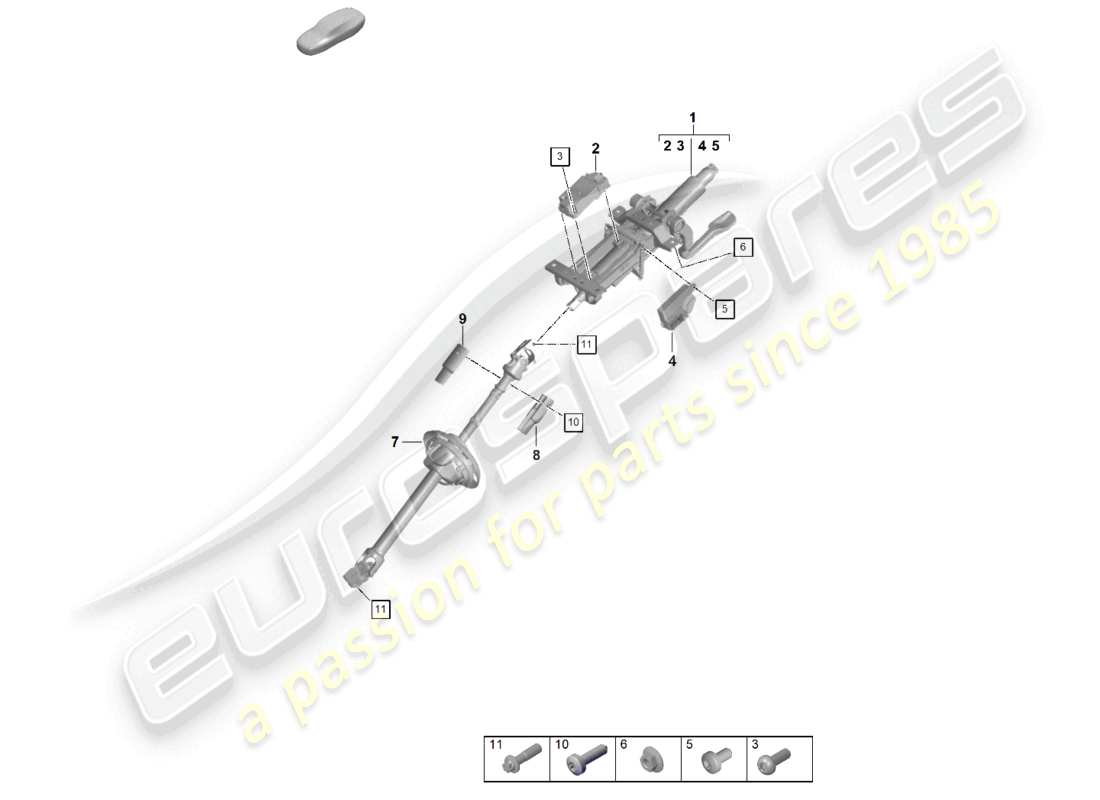 porsche 2021 (panamera 971-2) colonna dello sterzo albero dello sterzo intermedio schema delle parti