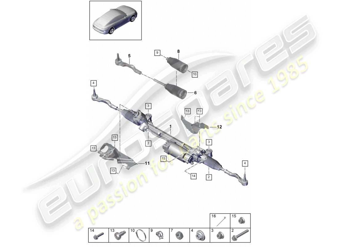 porsche 2021 (panamera 971-1) sterzo assale anteriore diagramma delle parti
