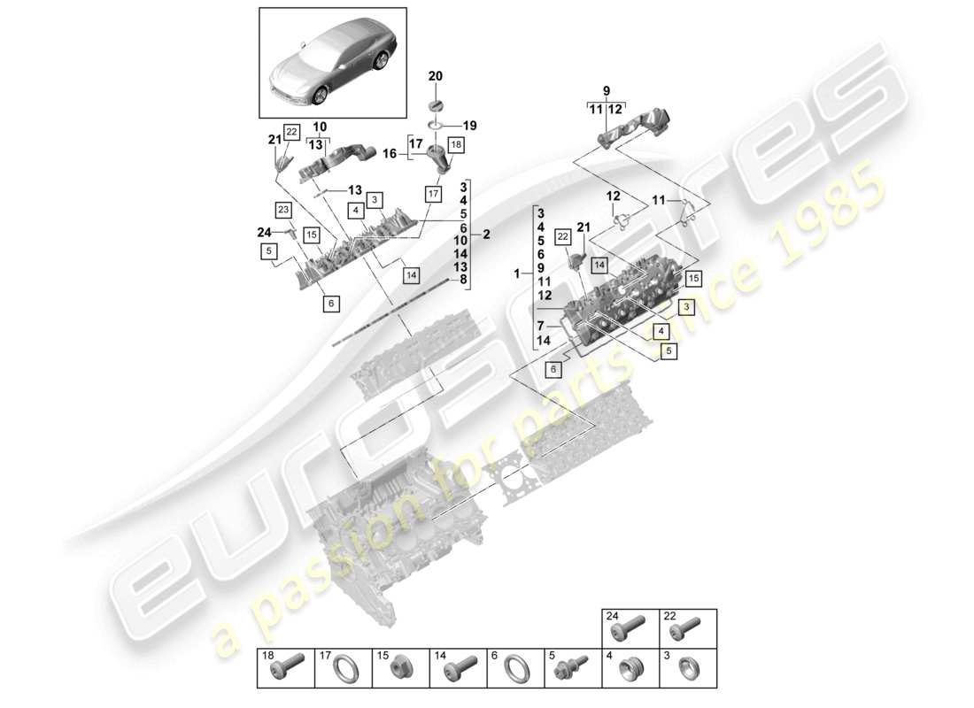 porsche 2021 (panamera 971-1) coperchio valvola parti singole diagramma delle parti