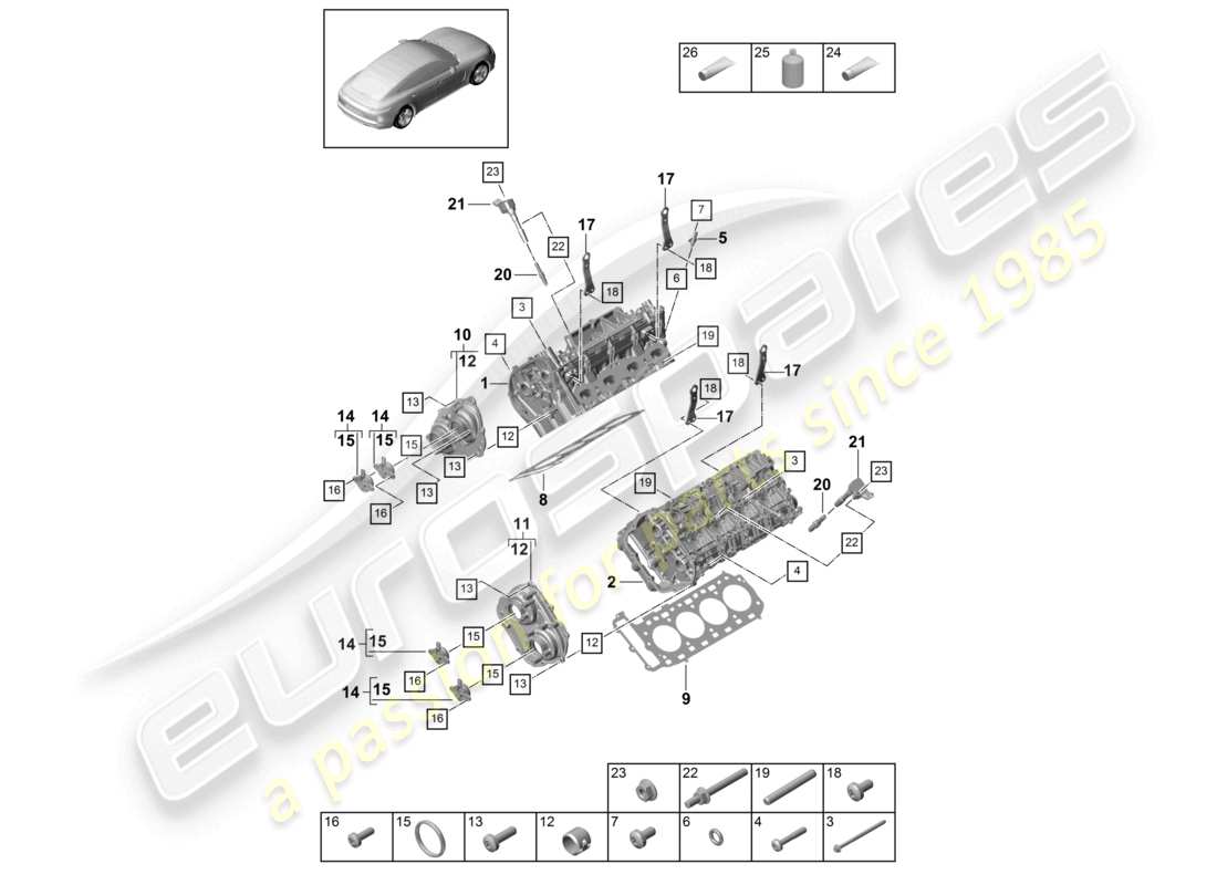 porsche 2021 (panamera 971-1) testata diagramma delle parti