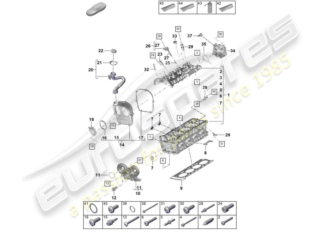porsche 2023 (cayenne e3 pa) testata del cilindro pompa per vuoto diagramma delle parti
