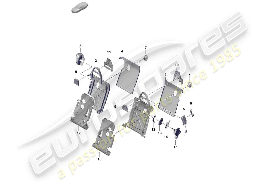 porsche 2025 (panamera 976) schema esecutivo delle parti del telaio dello schienale