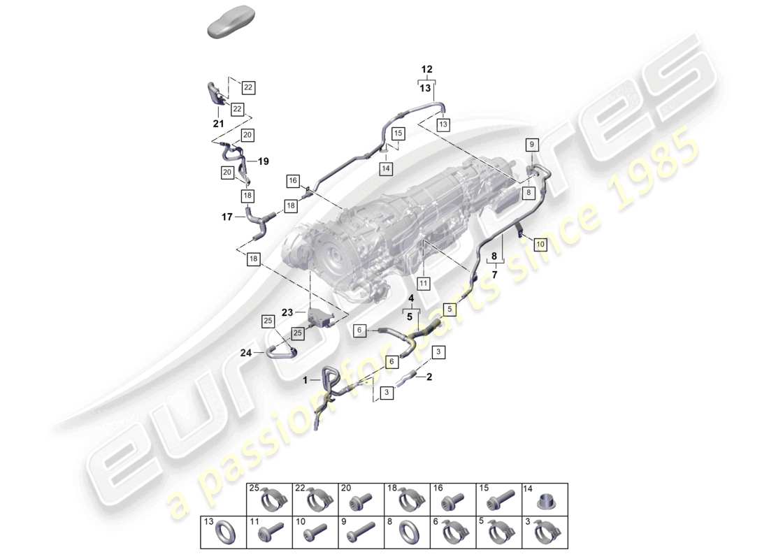 porsche 2023 (cayenne e3 pa) sistema di raffreddamento del liquido di raffreddamento diagramma delle parti