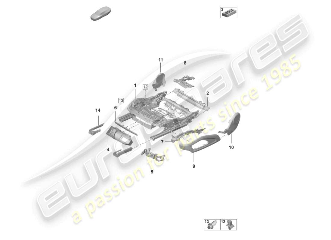 porsche 2024 (992-2 gt3/rs/st) telaio del sedile accessori diagramma delle parti varie
