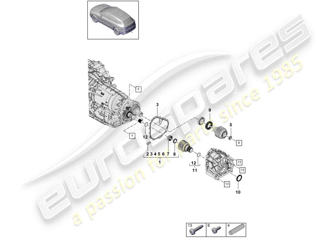 un diagramma delle parti dal catalogo delle parti porsche 2024 (cayenne e3 9ya/9yb)
