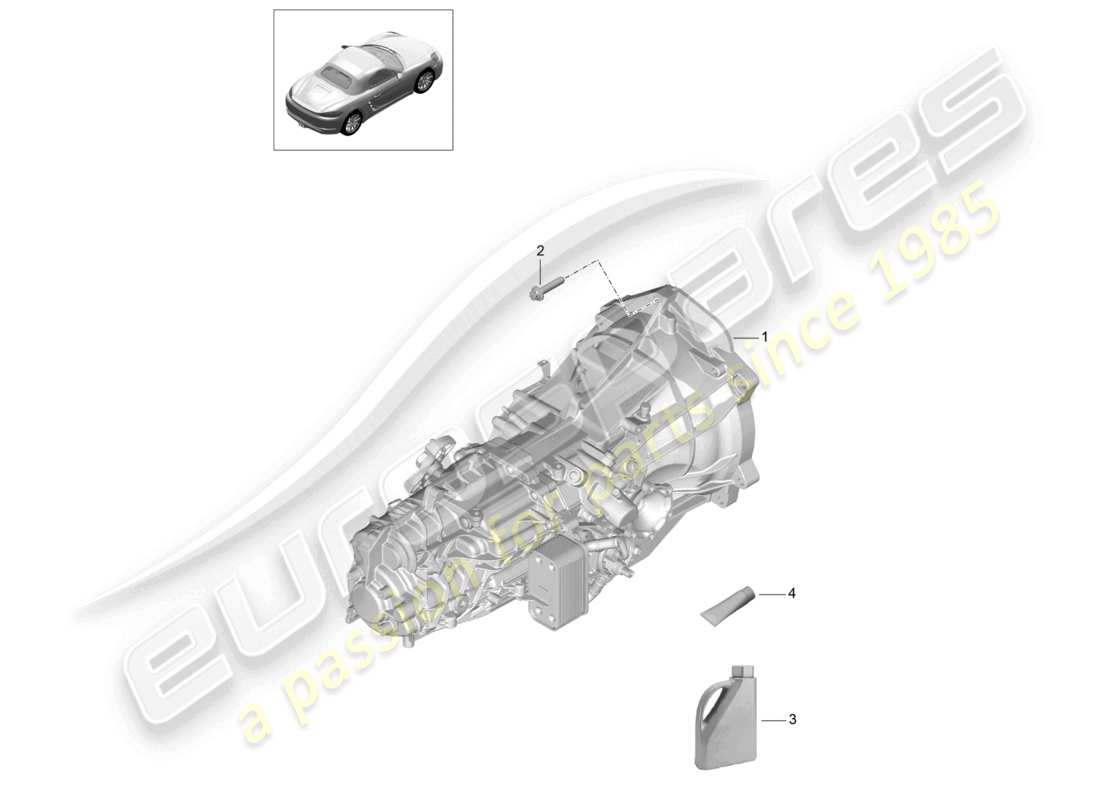 un diagramma delle parti dal catalogo delle parti porsche 2021 (718 boxster)