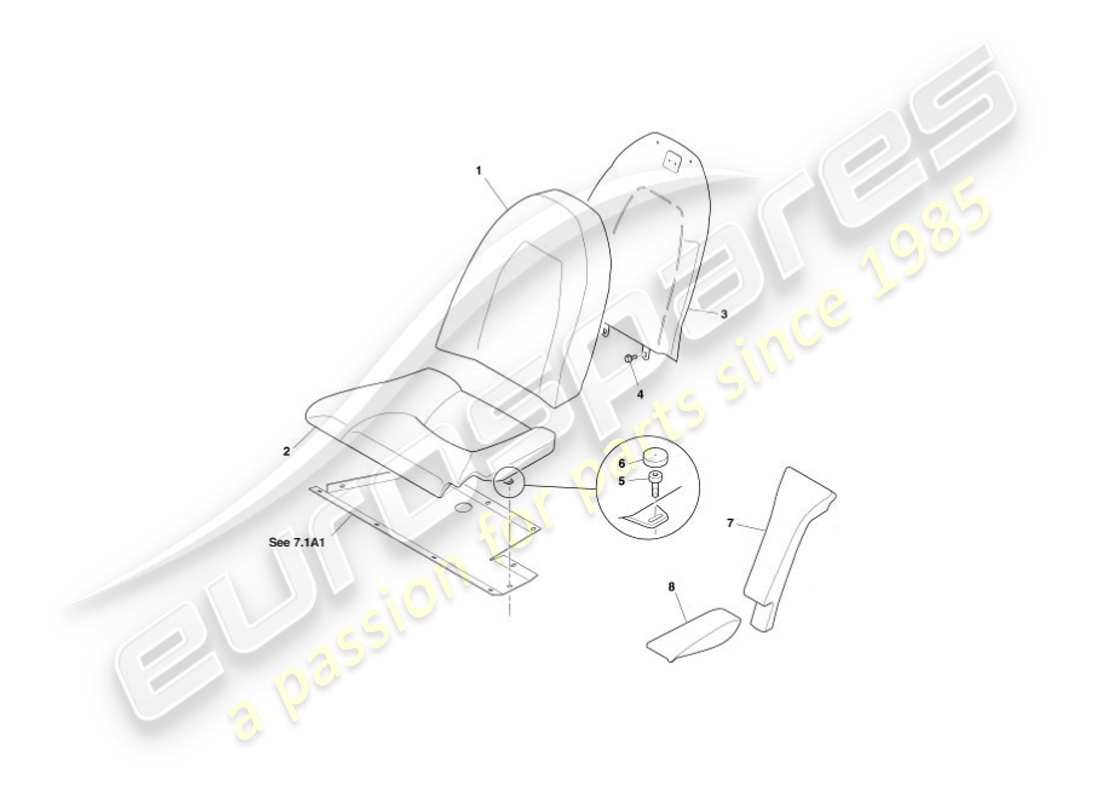 aston martin vanquish (2004) sedili posteriori diagramma delle parti