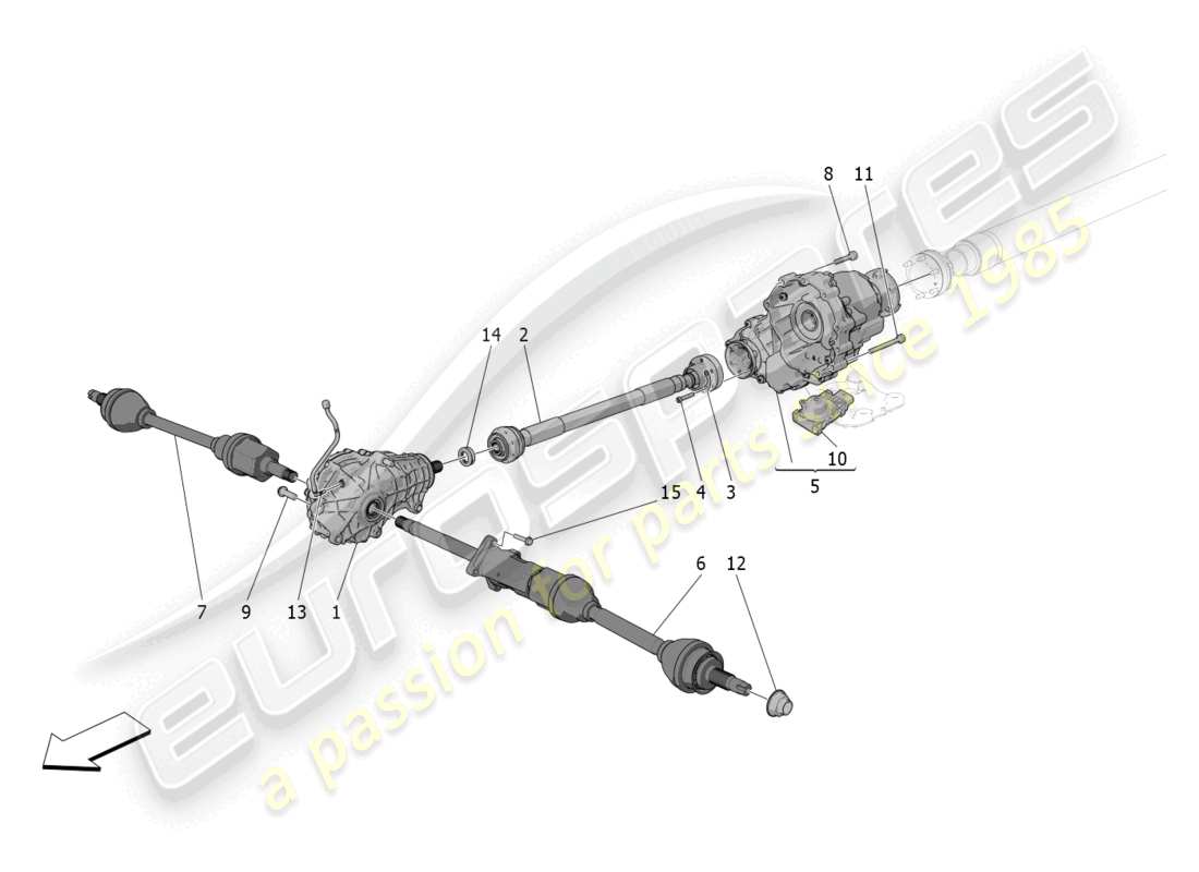 maserati grecale gt (2023) ruote anteriori trasmissione schema delle parti