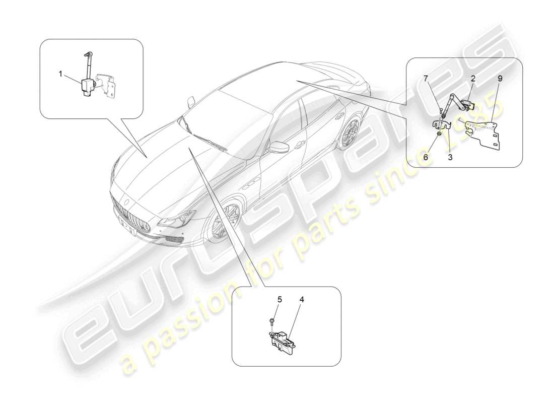 maserati quattroporte (2018) diagramma delle parti di controllo del sistema di illuminazione