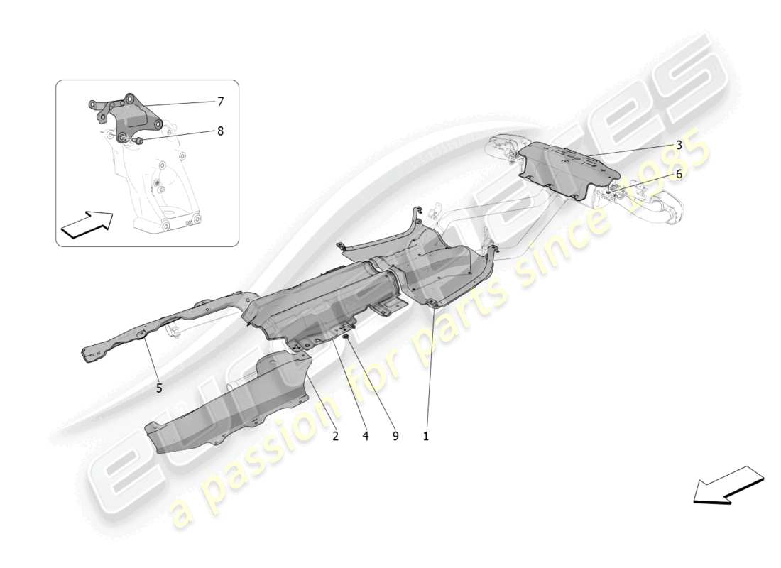maserati grecale trofeo (2023) pannelli termoisolanti diagramma delle parti