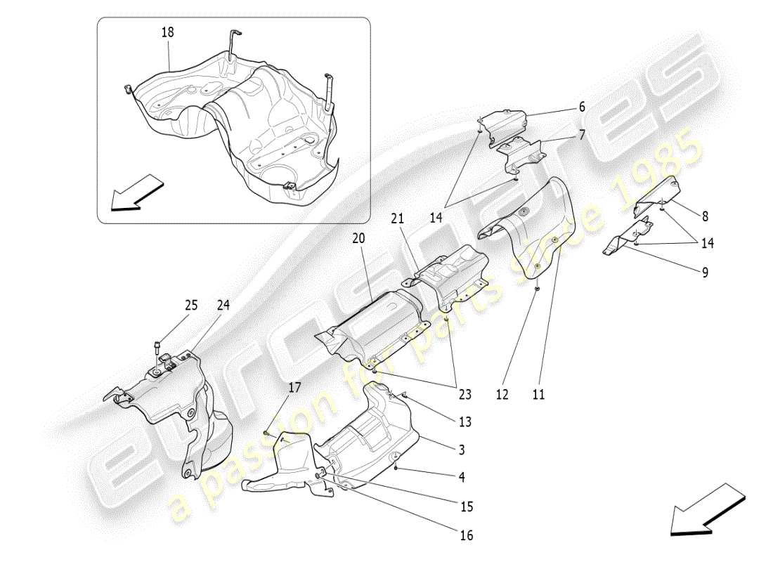 maserati ghibli (2021) pannelli termoisolanti schema particolare