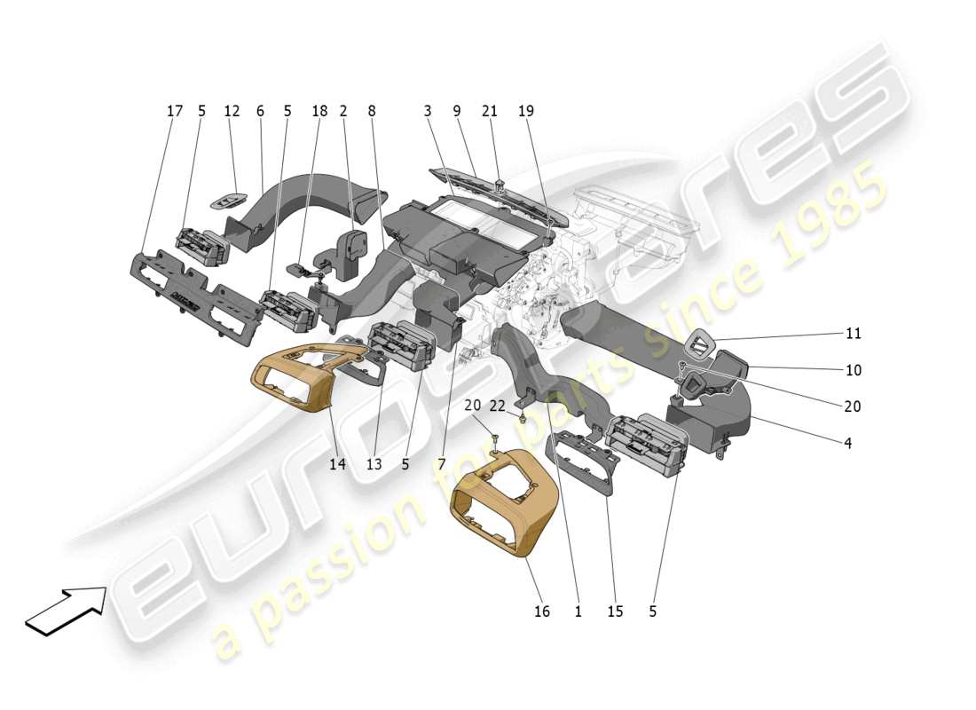 maserati mc20 (2022) unità a/c: schema particolare diffusione