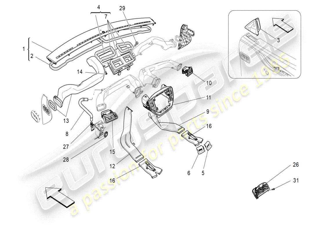 maserati ghibli (2019) unità a/c: schema particolare diffusione