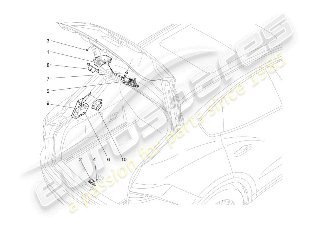 maserati levante gts (2020) comando apertura portellone posteriore schema delle parti