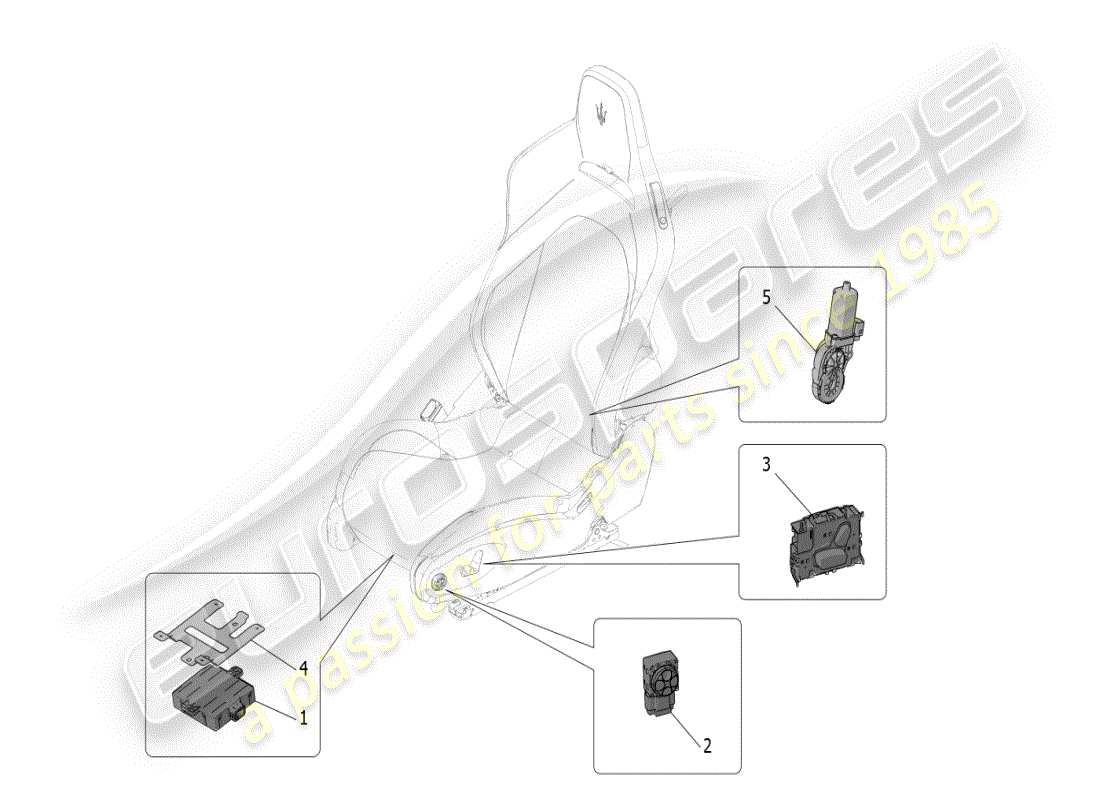 maserati mc20 (2024) sedili: meccanica ed elettronica diagramma delle parti