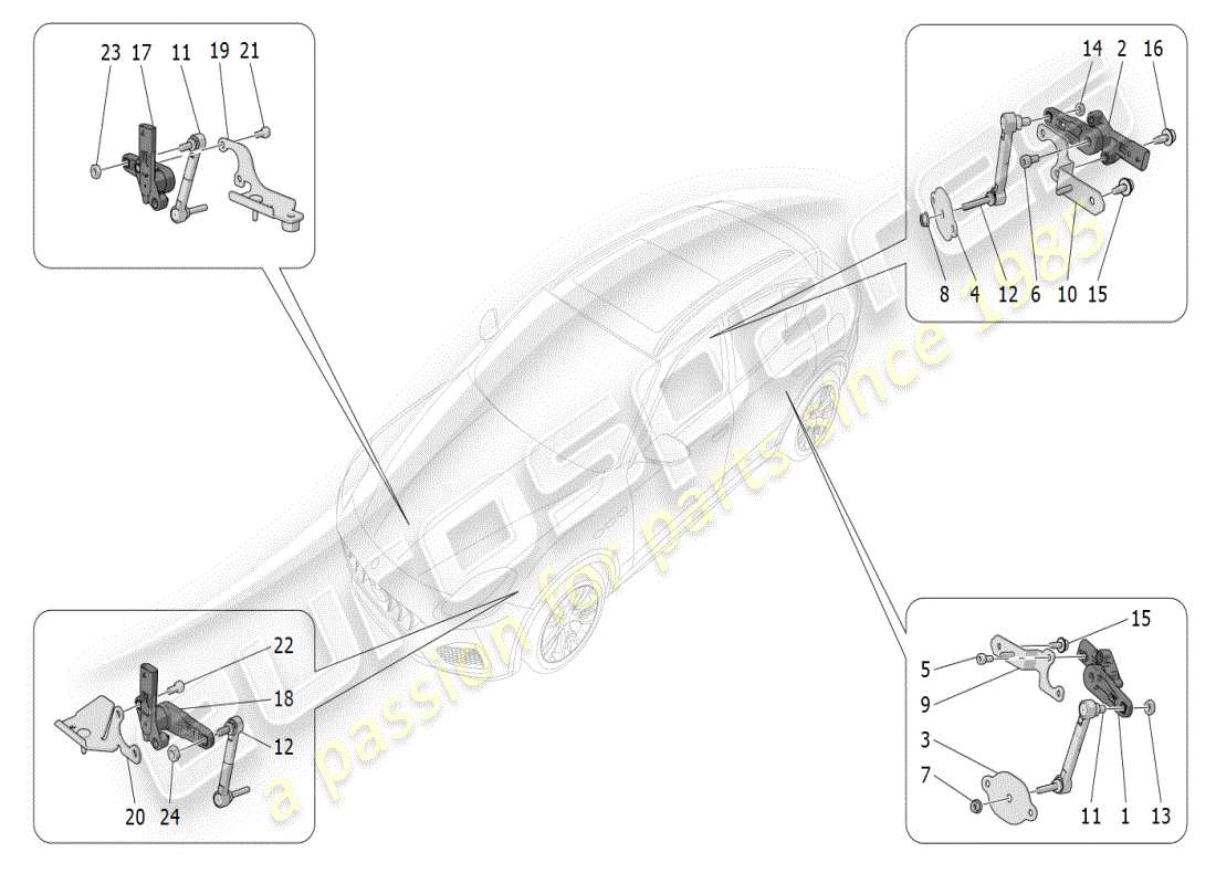 maserati grecale modena (2023) diagramma delle parti di controllo del sistema di illuminazione