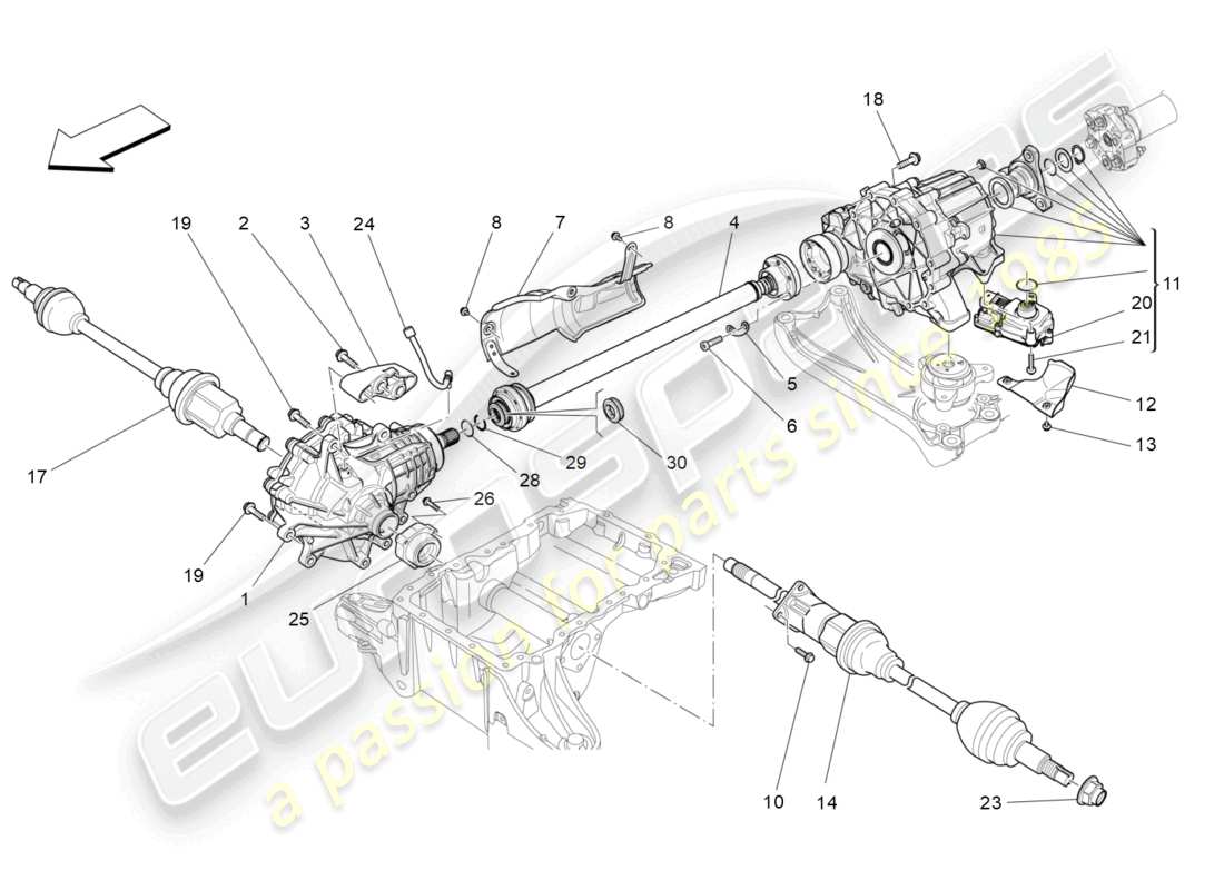 maserati levante (2017) trasmissione sulle ruote anteriori diagramma delle parti