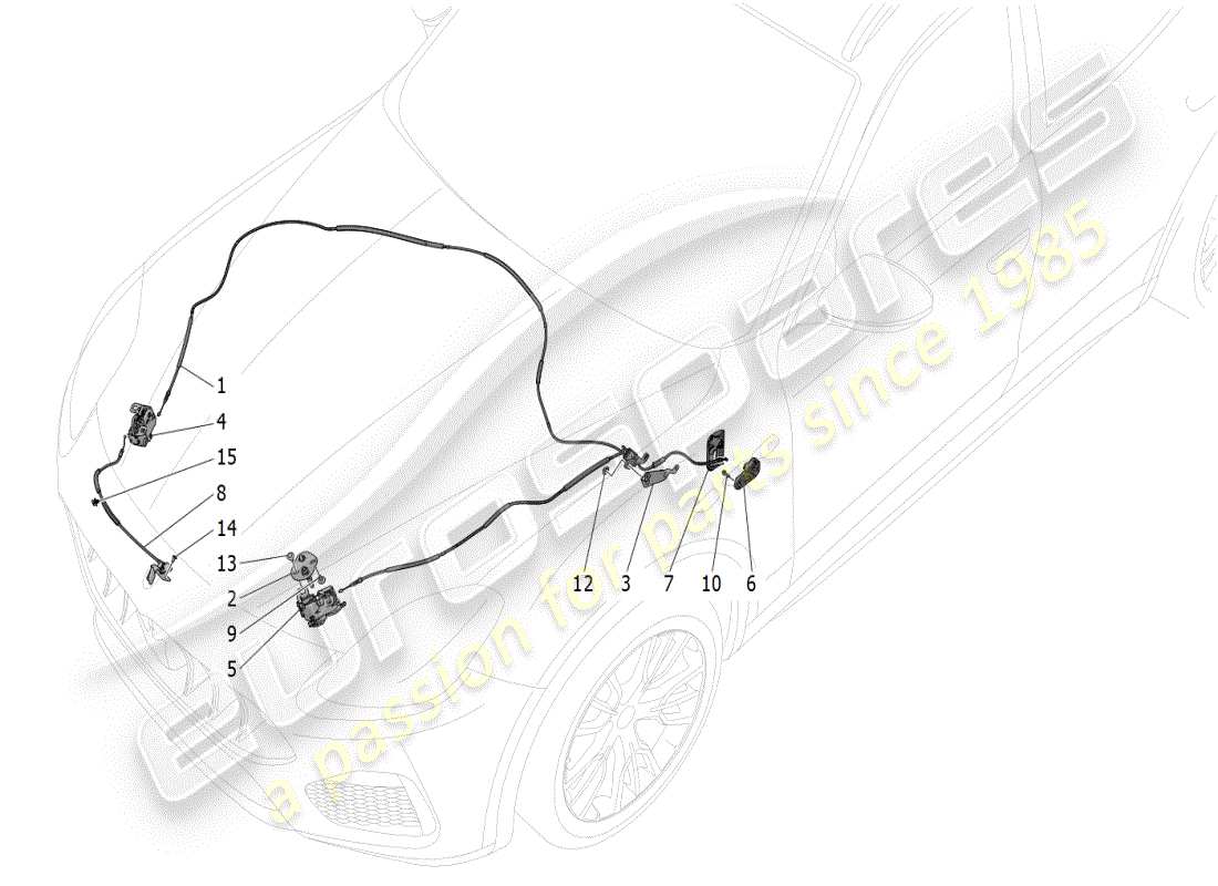 maserati grecale modena (2023) pulsante apertura coperchio anteriore diagramma delle parti