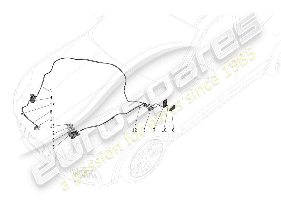 maserati grecale trofeo (2023) diagramma delle parti del pulsante di apertura del coperchio anteriore