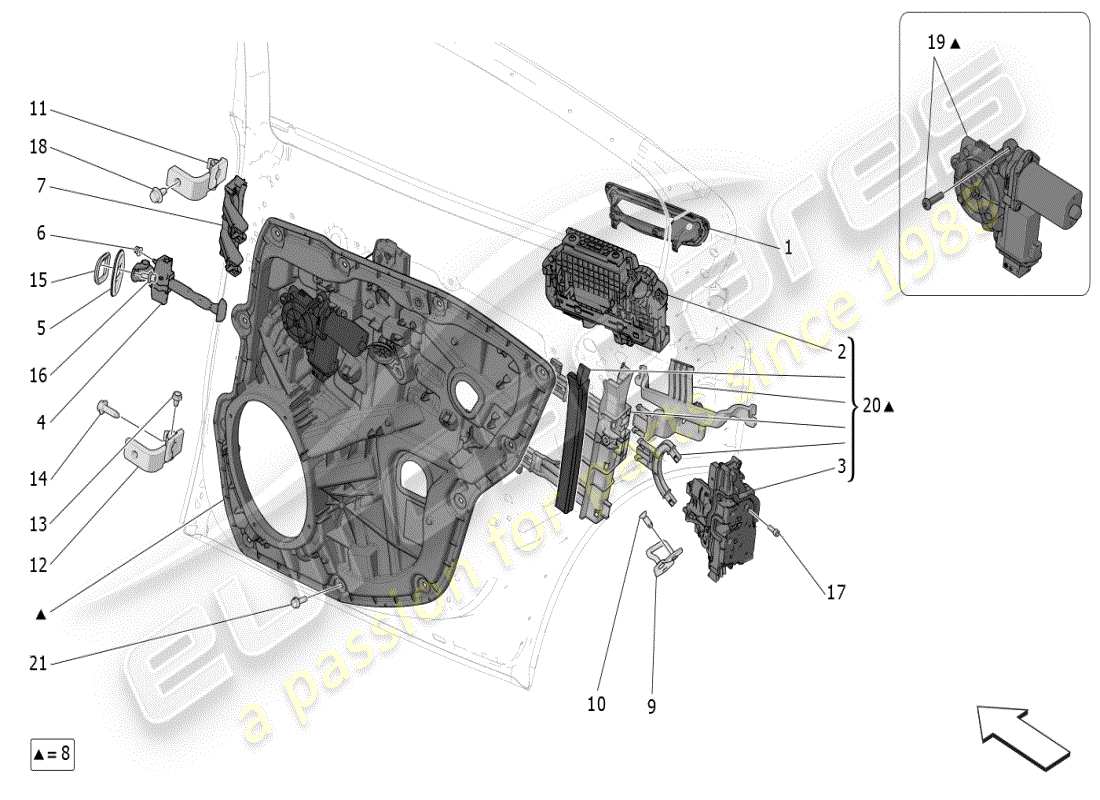 maserati grecale modena (2023) porte posteriori: meccanismi schema particolare