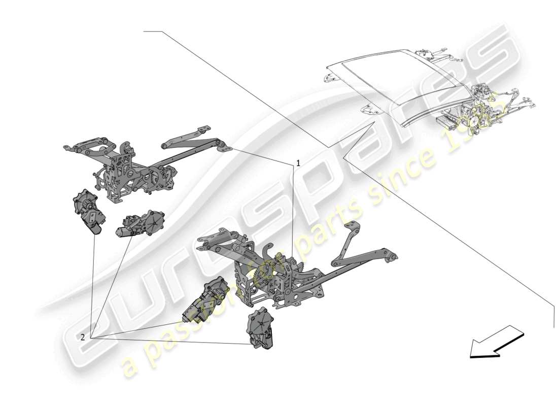 maserati mc20 cielo (2023) capote elettriche: parti di movimento schema delle parti