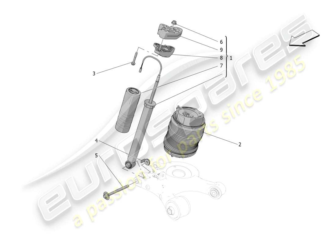 maserati grecale trofeo (2023) dispositivi ammortizzatori posteriori diagramma delle parti