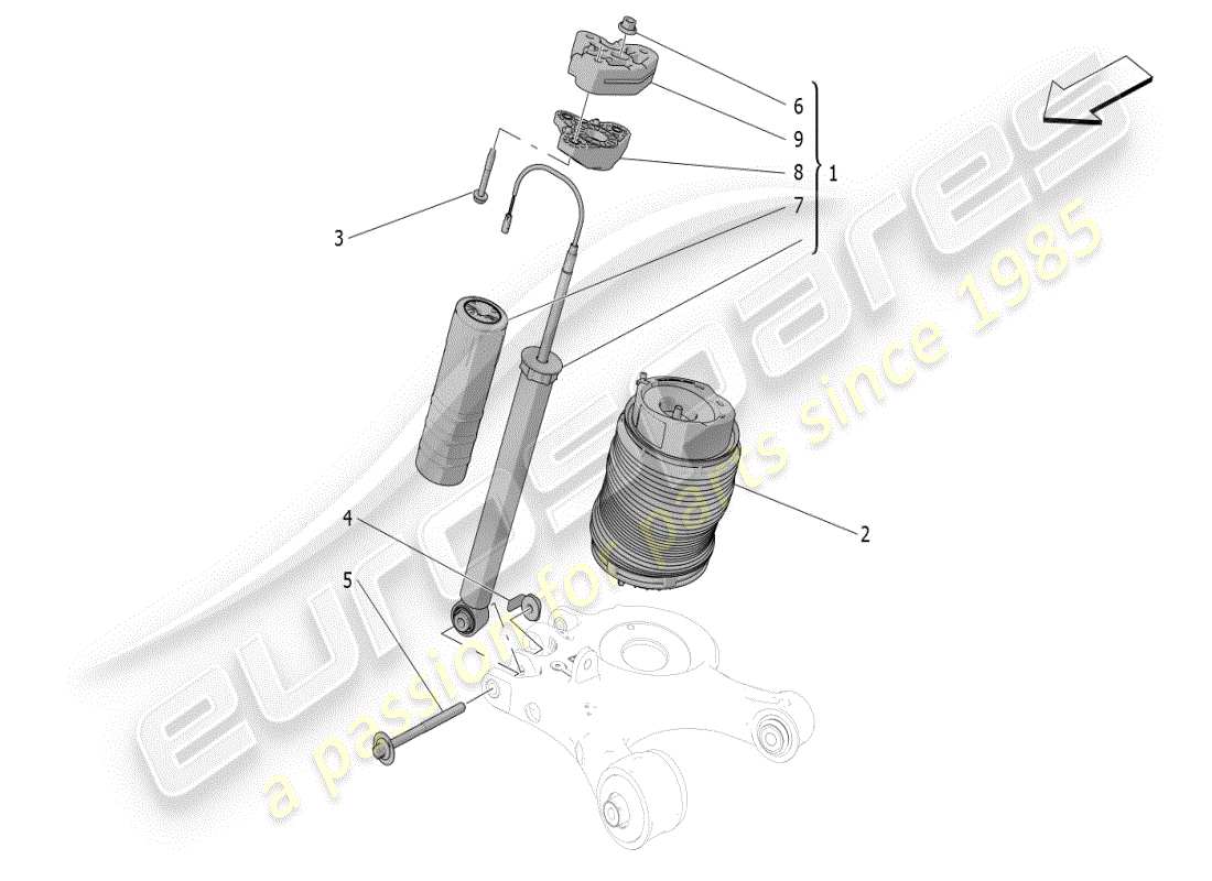 maserati grecale modena (2023) dispositivi ammortizzatori posteriori diagramma delle parti
