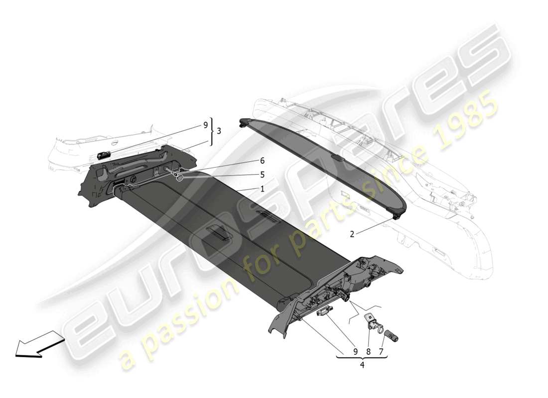 maserati grecale trofeo (2023) ripiano posteriore diagramma delle parti