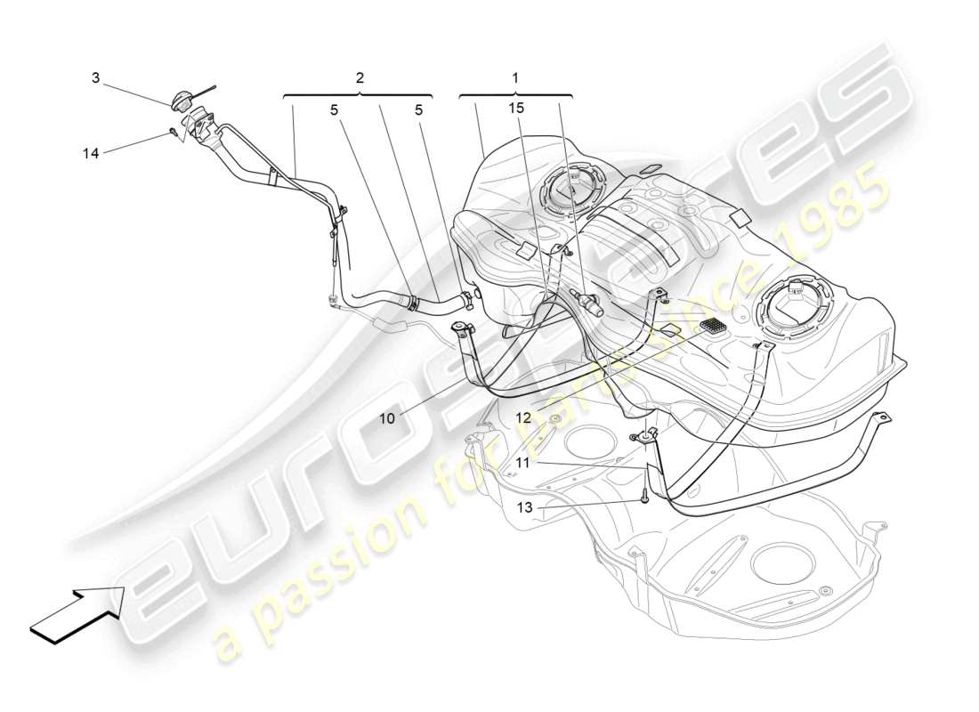 maserati levante zenga (2020) diagramma delle parti del serbatoio del carburante