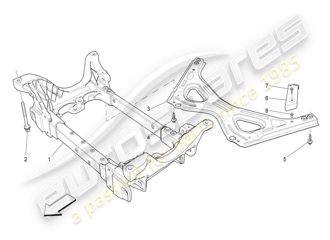 maserati ghibli (2019) schema delle parti del sottotelaio anteriore