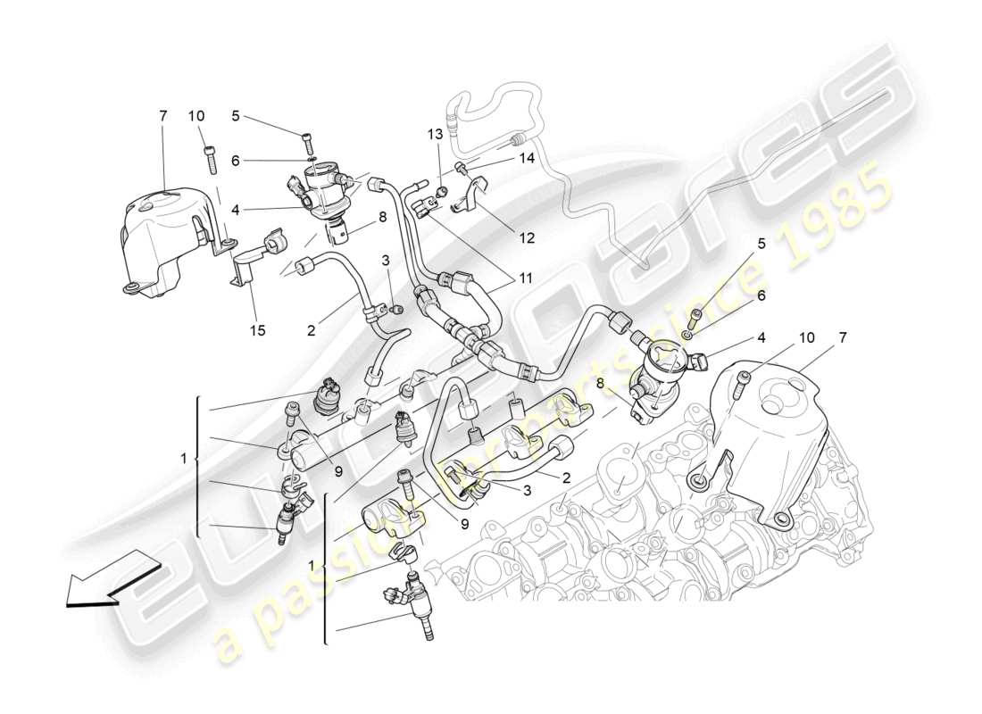 maserati levante gts (2020) diagramma delle parti delle pompe del carburante e delle linee di collegamento