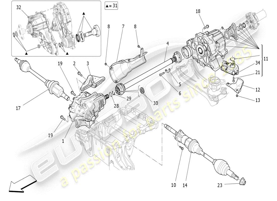 maserati ghibli (2019) ruote anteriori trasmissione schema delle parti