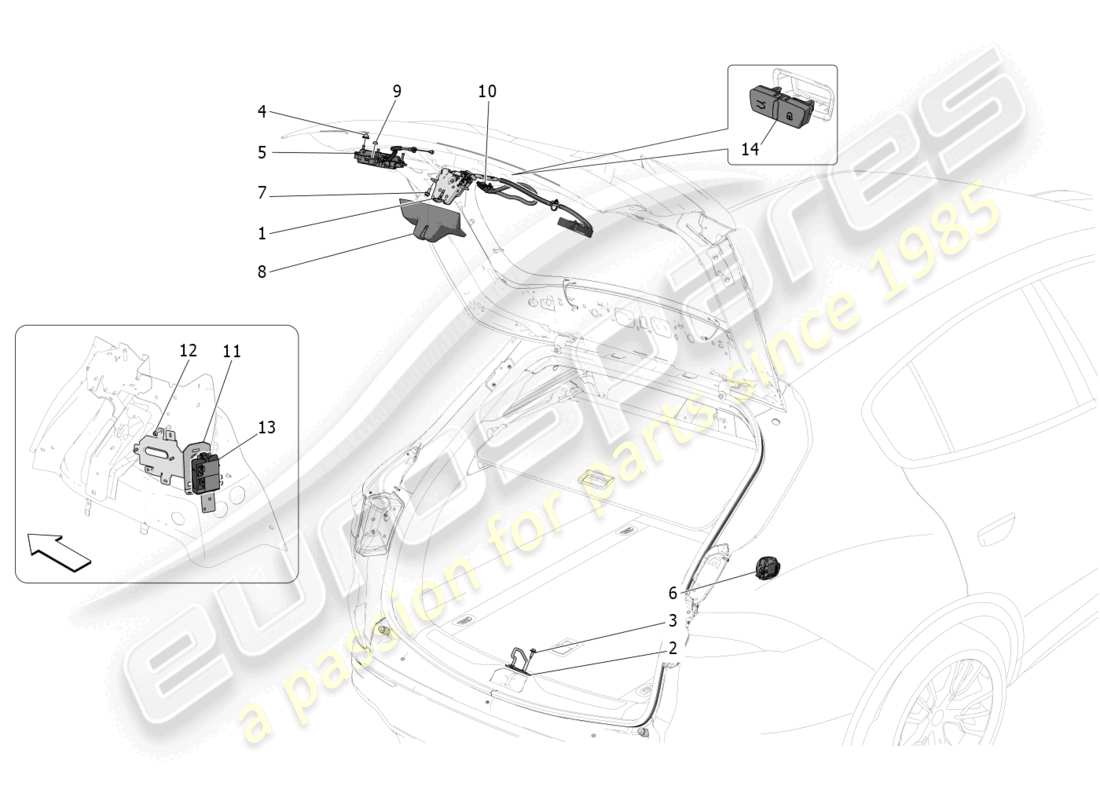 maserati grecale trofeo (2023) comando apertura portellone posteriore diagramma delle parti