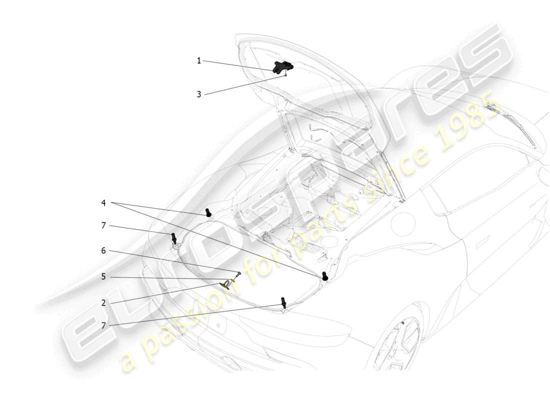 maserati mc20 (2023) comando apertura portellone posteriore diagramma delle parti