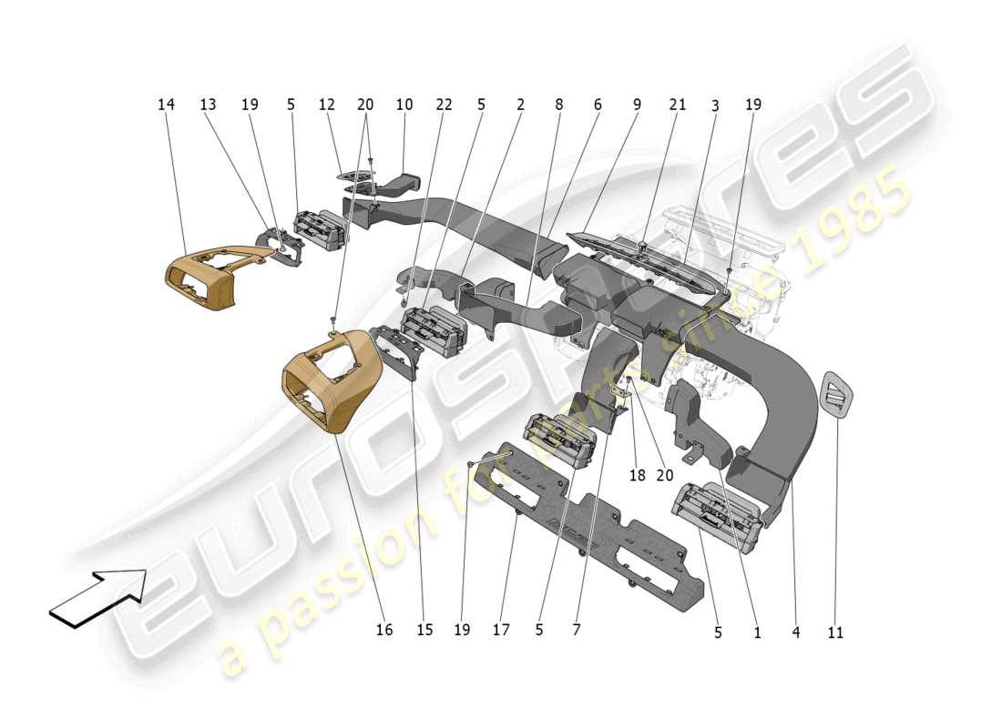 maserati mc20 (2022) unità a/c: schema particolare diffusione