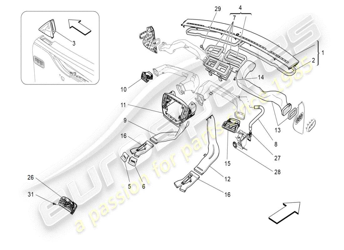 maserati ghibli (2019) unità a/c: schema particolare diffusione