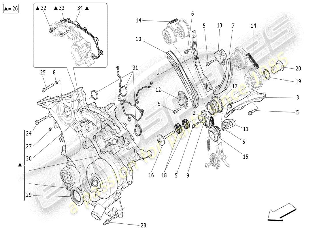 maserati ghibli (2019) diagramma delle parti di temporizzazione