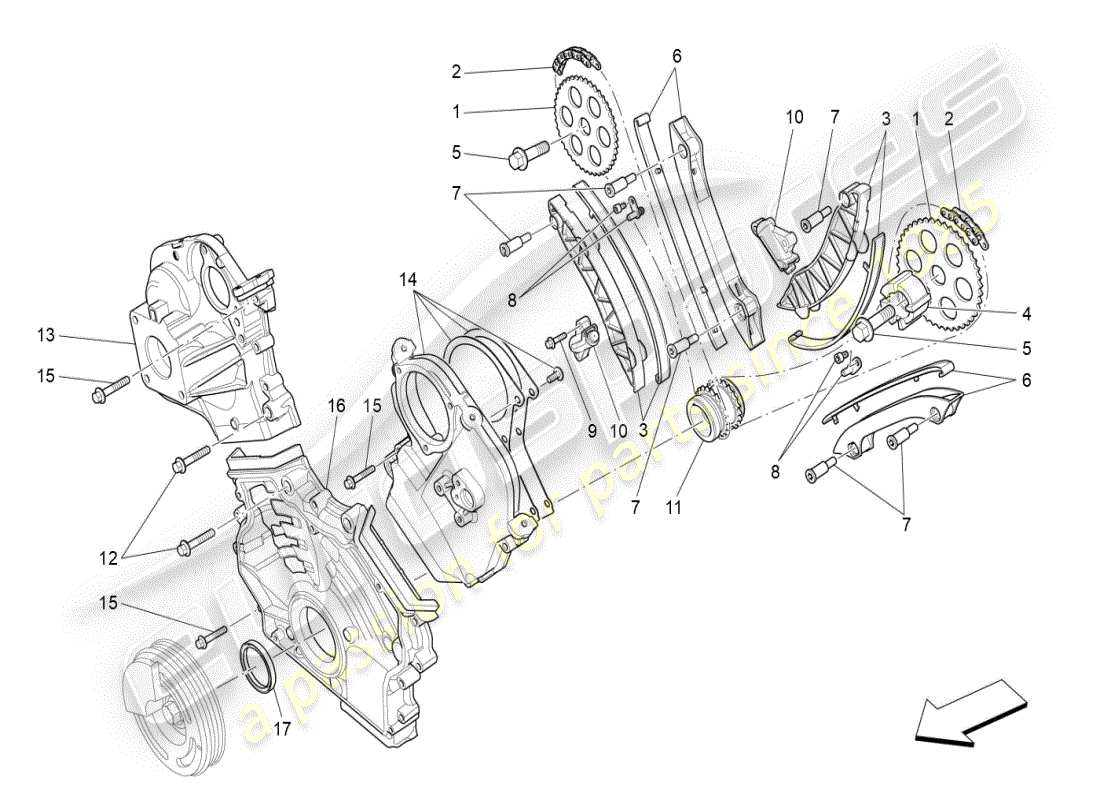 maserati ghibli (2019) diagramma delle parti di temporizzazione