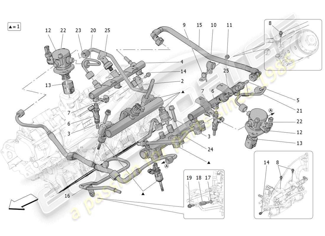 maserati mc20 (2022) pompe del carburante e linee di collegamento diagramma delle parti