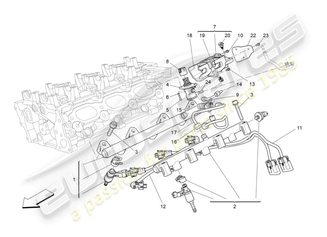 maserati levante zenga (2020) diagramma delle parti delle pompe del carburante e delle linee di collegamento