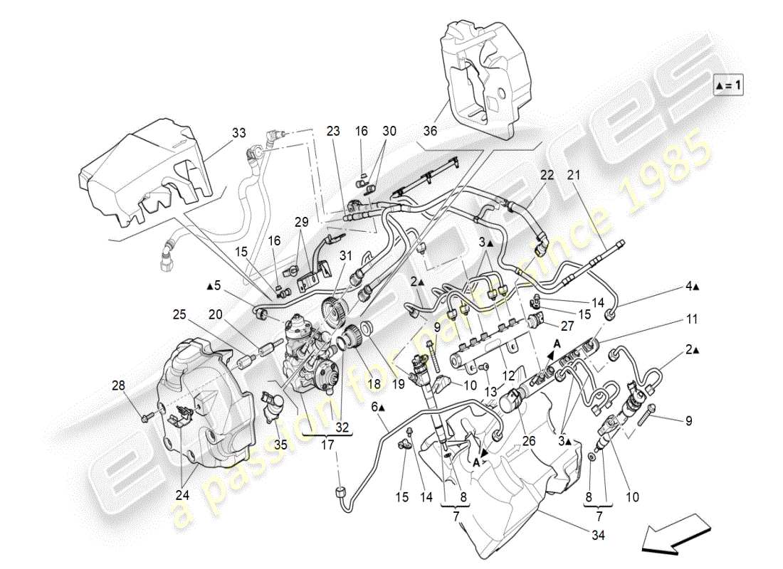 maserati ghibli (2019) diagramma delle parti delle pompe del carburante e delle linee di collegamento