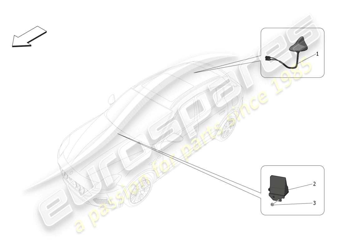 maserati grecale trofeo (2023) sistema di accoglienza e connessione diagramma delle parti