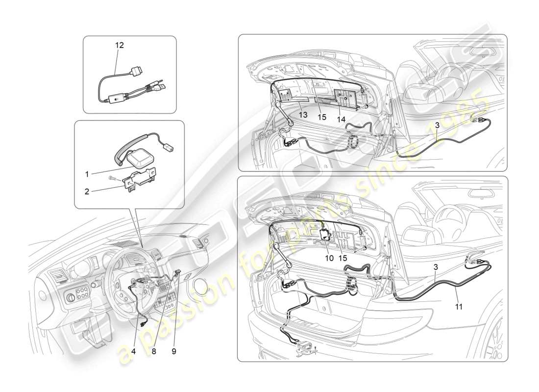 maserati grancabrio mc (2013) schema delle parti del sistema di ricezione e connessione