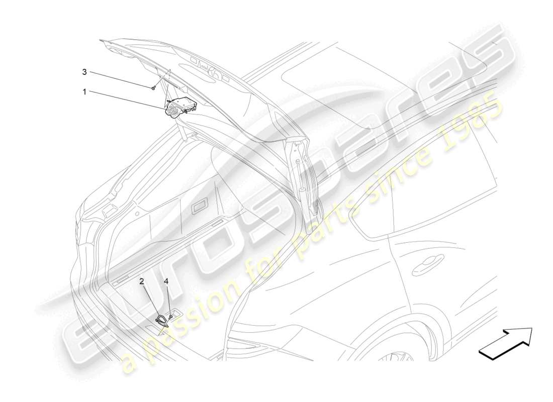 maserati levante gts (2020) comando apertura portellone posteriore schema delle parti