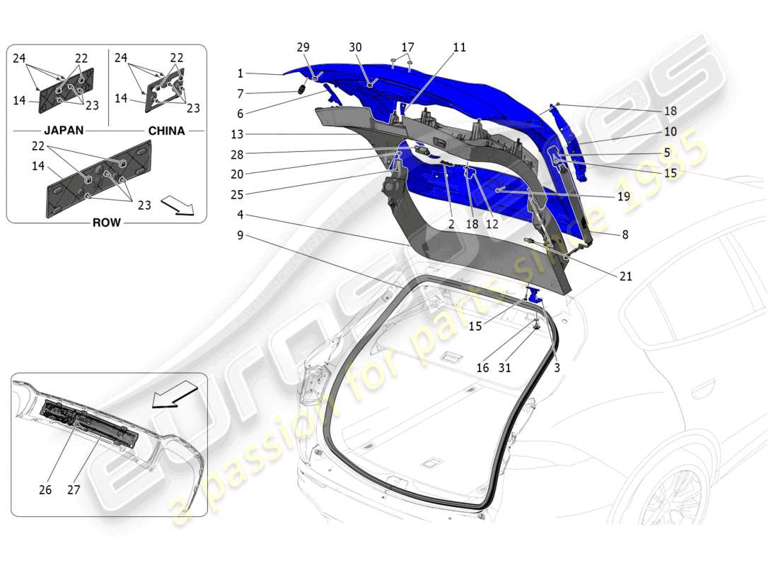 maserati grecale trofeo (2023) portellone posteriore diagramma delle parti