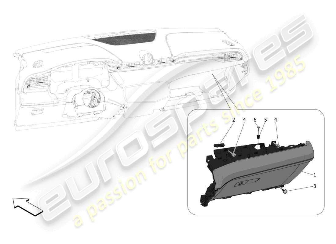 maserati grecale trofeo (2023) scomparti per guanti diagramma delle parti