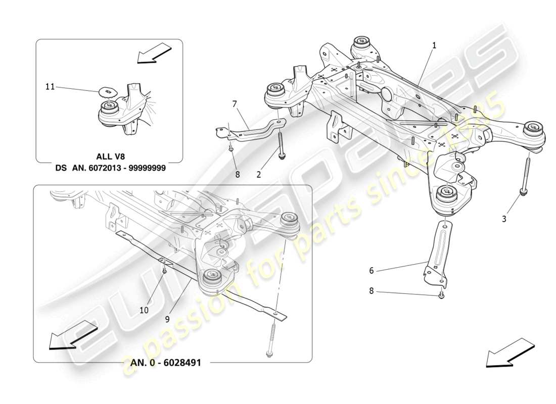 maserati levante gts (2020) schema delle parti del telaio posteriore