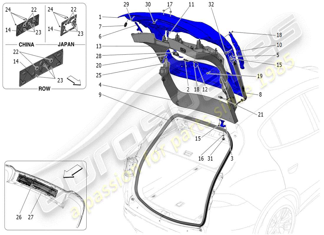 maserati grecale modena (2023) portellone posteriore diagramma delle parti